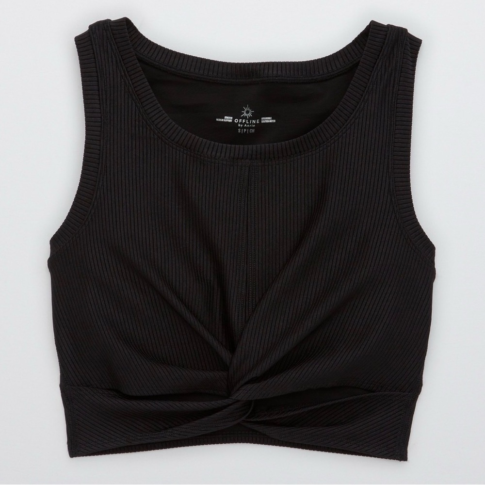 Aerie OFFLINE Ribbed Shine Twist Front Crop Top